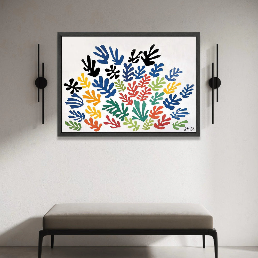 Abstract Colorful Leaf Shapes Canvas, Modern Botanical Wall Art, Multicolor Plant Silhouette Canvas, Contemporary Home Canvas Print Art