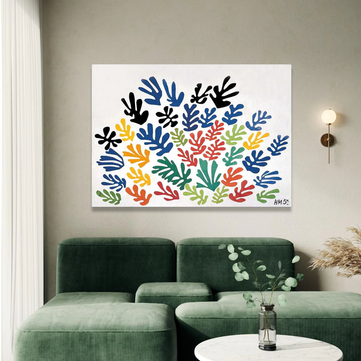 Abstract Colorful Leaf Shapes Canvas, Modern Botanical Wall Art, Multicolor Plant Silhouette Canvas, Contemporary Home Canvas Print Art