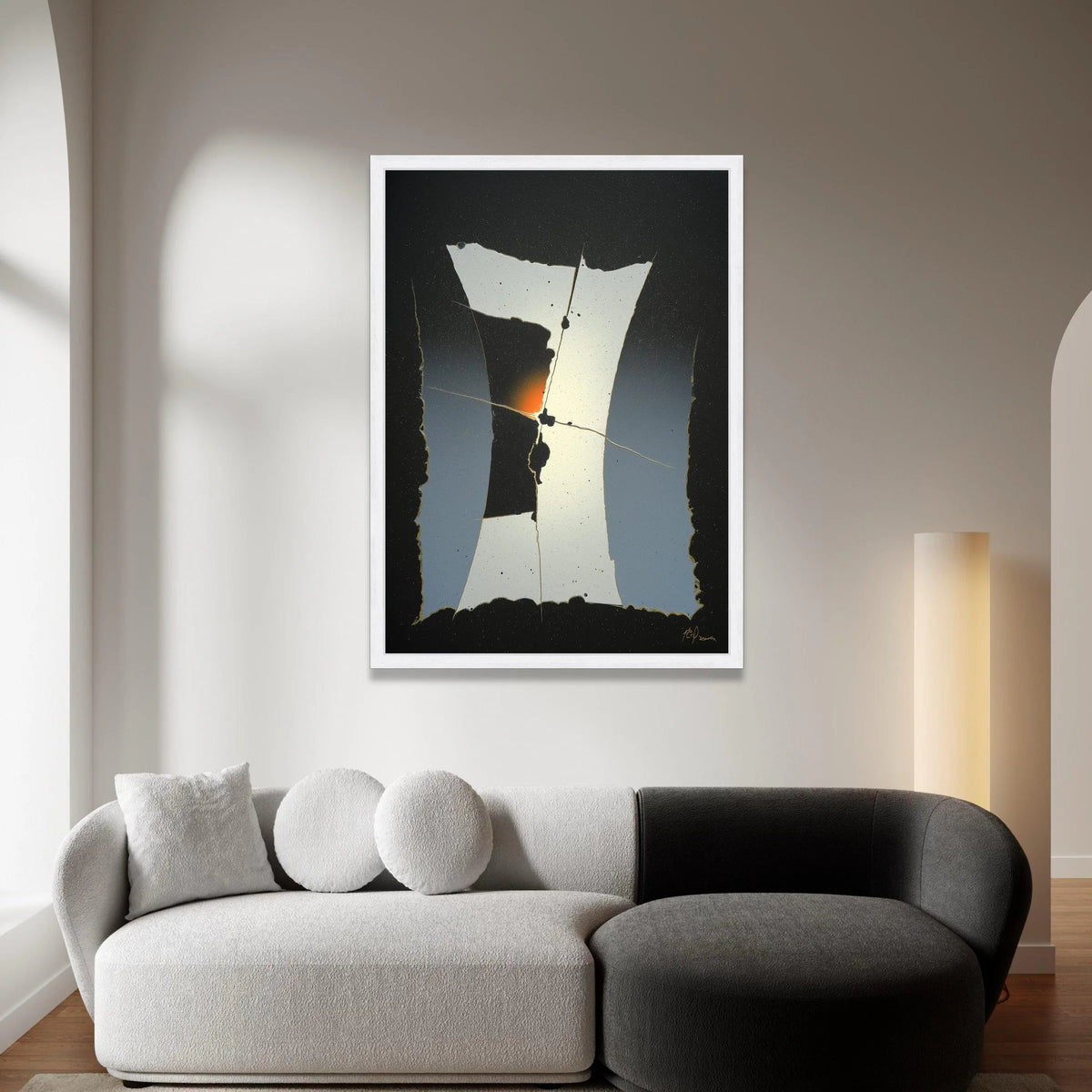 Abstract Minimalist Canvas Wall Art, Modern Geometric Design, Black and White Home Decor, Contemporary Canvas Painting, Canvas Print Art