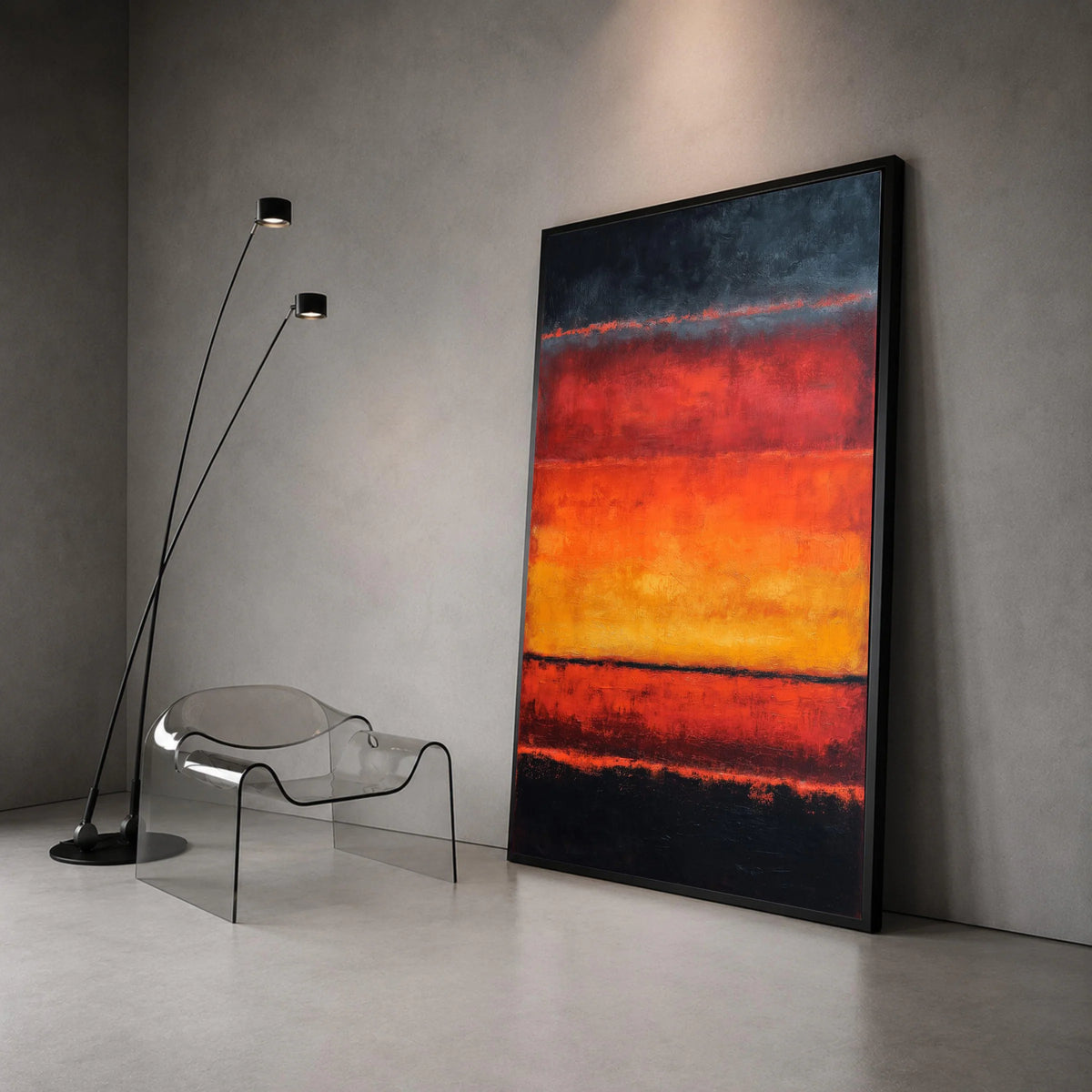 Mark Rothko Abstract Canvas Wall Art, Bold Color Block Painting, Modern Orange and Black Artwork, Contemporary Home Canvas Print Art