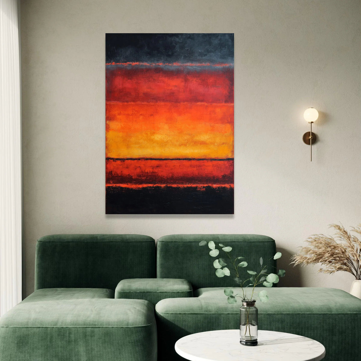 Mark Rothko Abstract Canvas Wall Art, Bold Color Block Painting, Modern Orange and Black Artwork, Contemporary Home Canvas Print Art