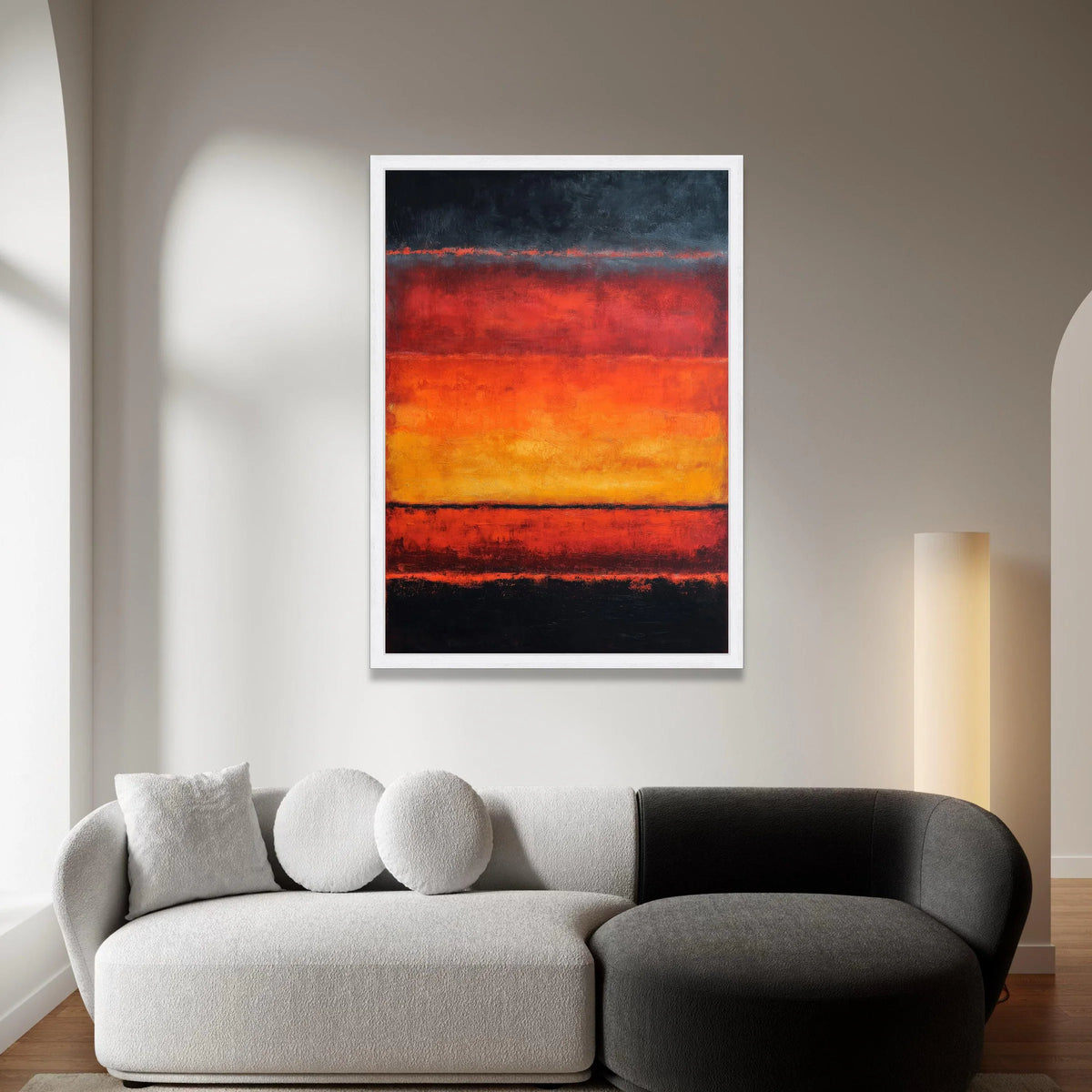 Mark Rothko Abstract Canvas Wall Art, Bold Color Block Painting, Modern Orange and Black Artwork, Contemporary Home Canvas Print Art