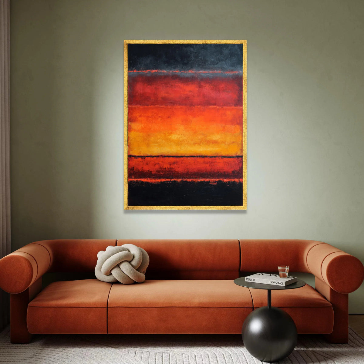 Mark Rothko Abstract Canvas Wall Art, Bold Color Block Painting, Modern Orange and Black Artwork, Contemporary Home Canvas Print Art