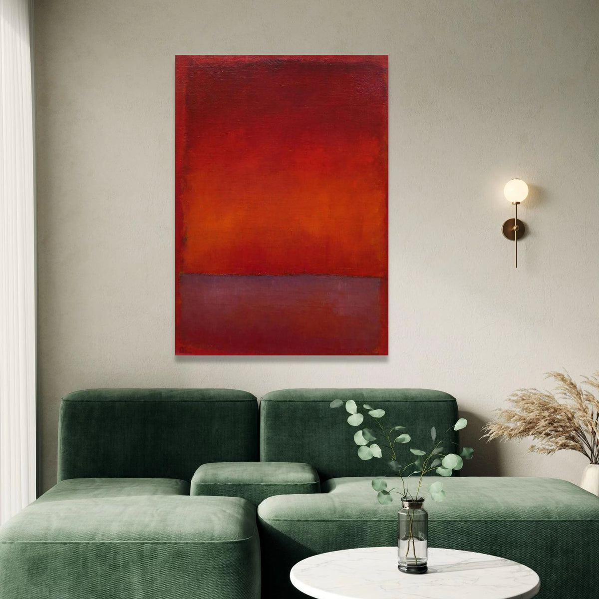 Mark Rothko Abstract Canvas Wall Art, Red and Orange Color Field Painting, Modern Minimalist Home Decor, Large Contemporary Canvas Print Art
