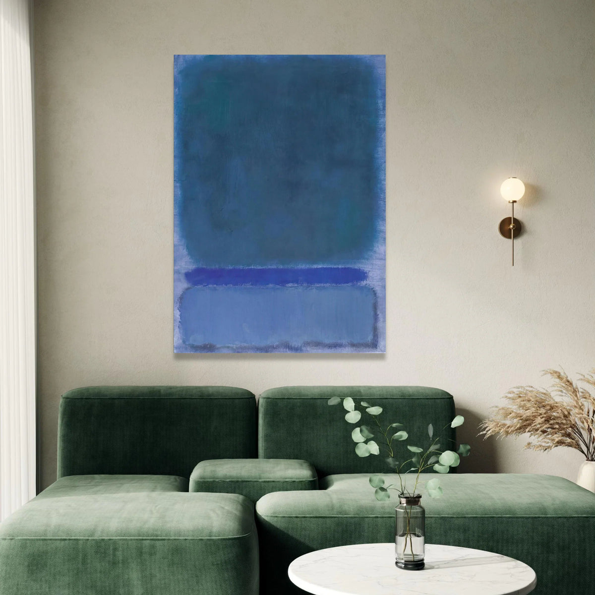 Mark Rothko Blue Abstract Canvas, Modern Color Block Wall Art, Contemporary Minimalist Canvas for Home, Large Statement Art Canvas Print Art