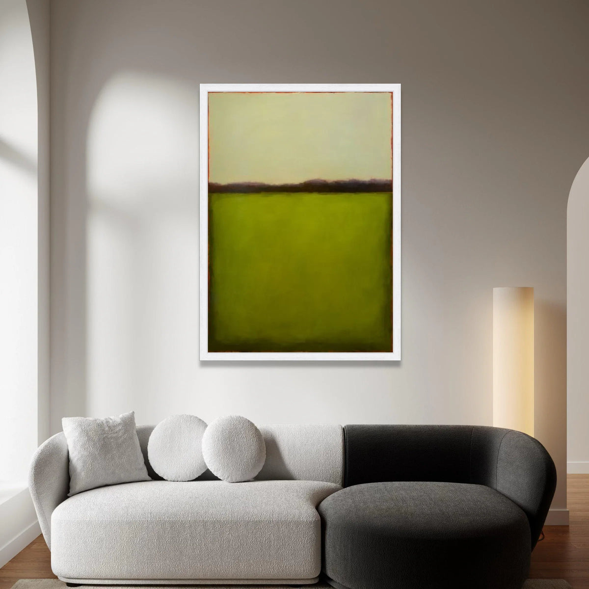 Mark Rothko Style Abstract Canvas Wall Art, Modern Green and Cream Color Blocks, Contemporary Minimalist Home Decor, Large Canvas Print Art
