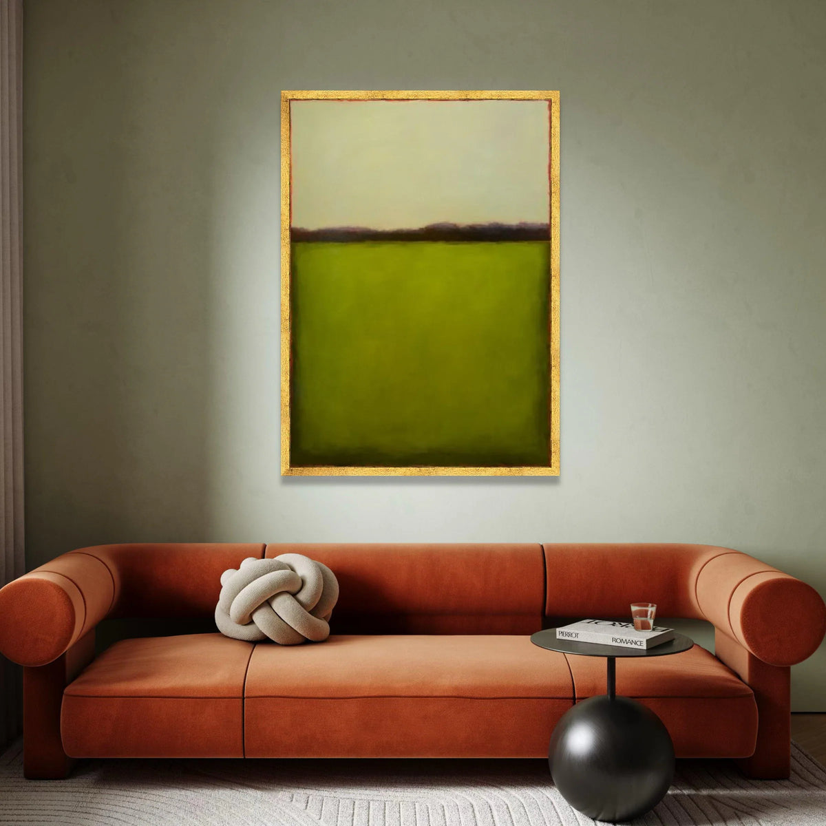 Mark Rothko Style Abstract Canvas Wall Art, Modern Green and Cream Color Blocks, Contemporary Minimalist Home Decor, Large Canvas Print Art