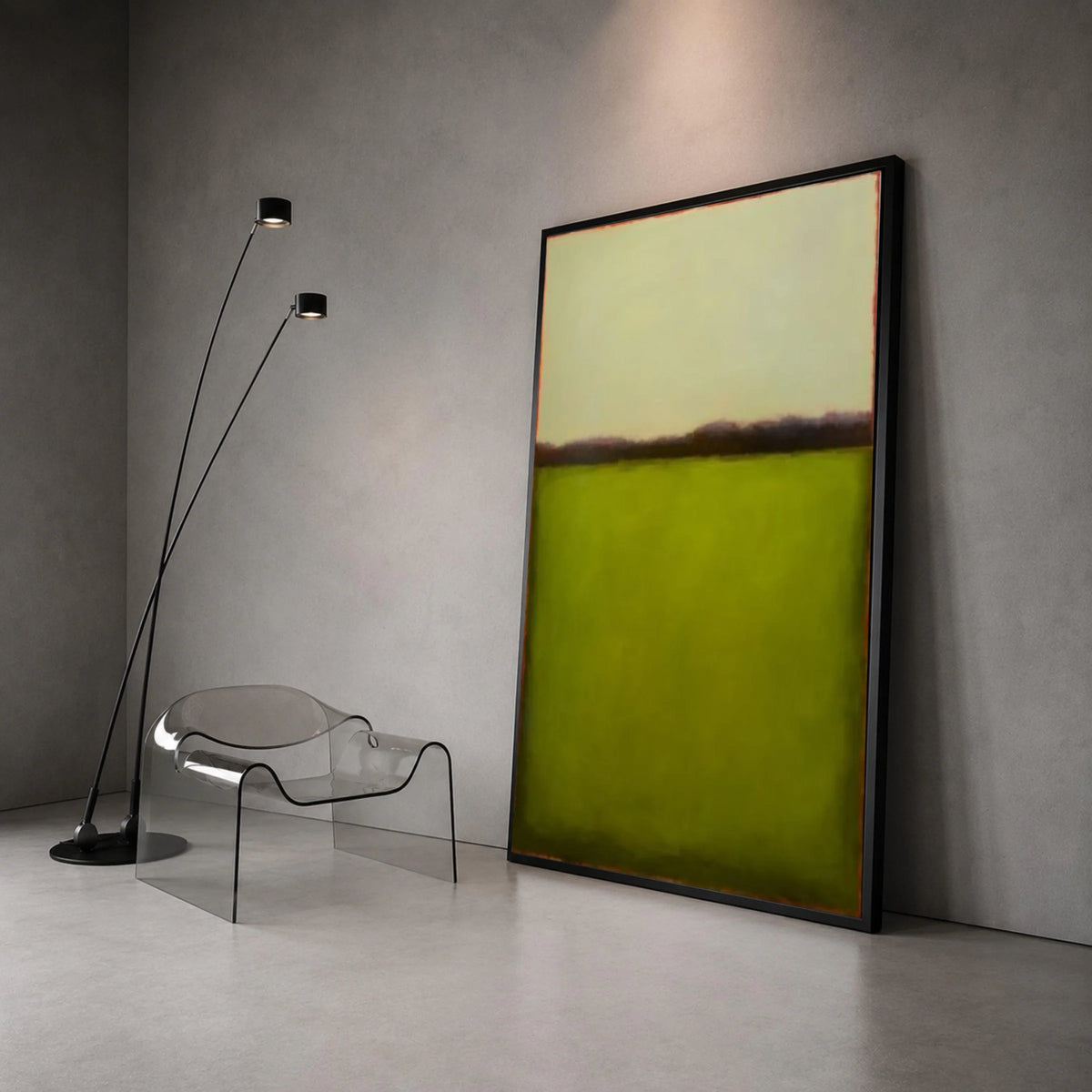 Mark Rothko Style Abstract Canvas Wall Art, Modern Green and Cream Color Blocks, Contemporary Minimalist Home Decor, Large Canvas Print Art