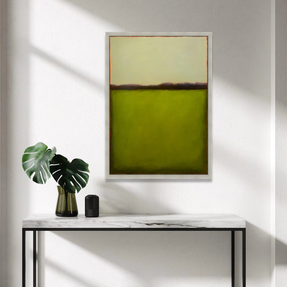 Mark Rothko Style Abstract Canvas Wall Art, Modern Green and Cream Color Blocks, Contemporary Minimalist Home Decor, Large Canvas Print Art