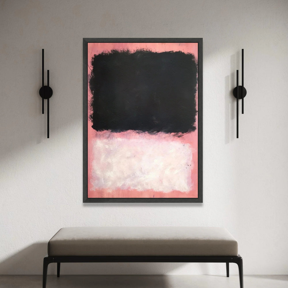 Mark Rothko Style Abstract Canvas Wall Art, Modern Color Block Painting, Black and Pink Minimalist Canvas, Contemporary Canvas Print Art