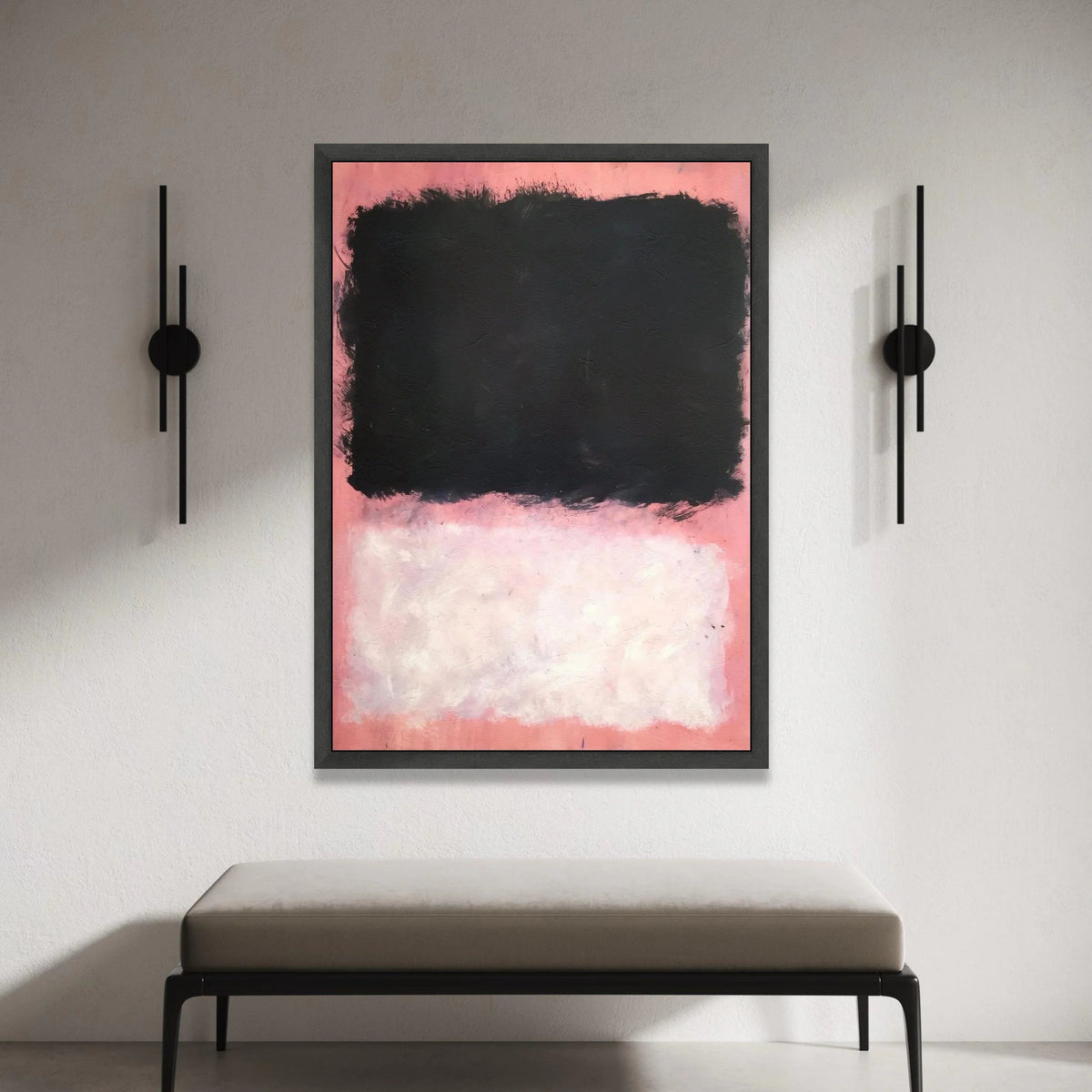 Mark Rothko Style Abstract Canvas Wall Art, Modern Color Block Painting, Black and Pink Minimalist Canvas, Contemporary Canvas Print Art