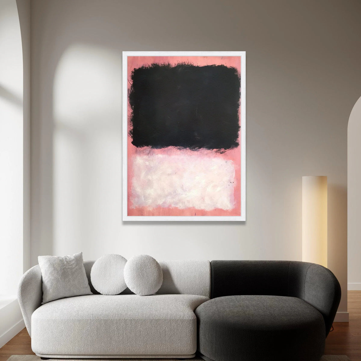 Mark Rothko Style Abstract Canvas Wall Art, Modern Color Block Painting, Black and Pink Minimalist Canvas, Contemporary Canvas Print Art