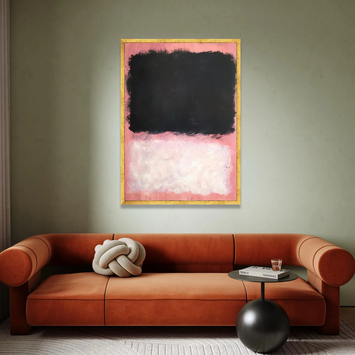 Mark Rothko Style Abstract Canvas Wall Art, Modern Color Block Painting, Black and Pink Minimalist Canvas, Contemporary Canvas Print Art