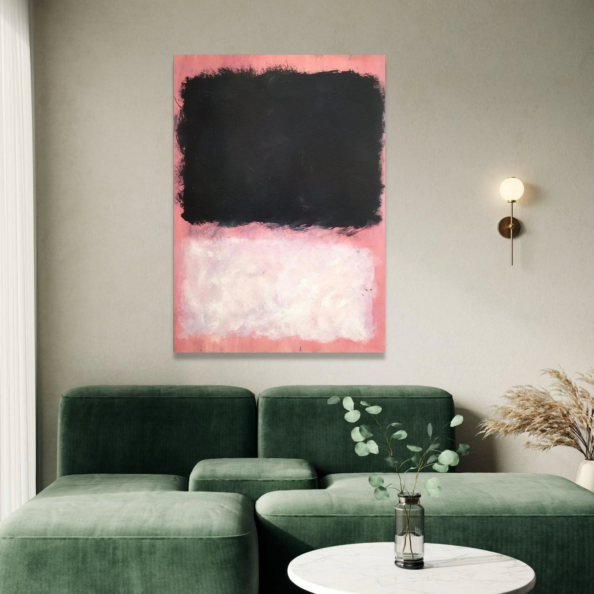Mark Rothko Style Abstract Canvas Wall Art, Modern Color Block Painting, Black and Pink Minimalist Canvas, Contemporary Canvas Print Art