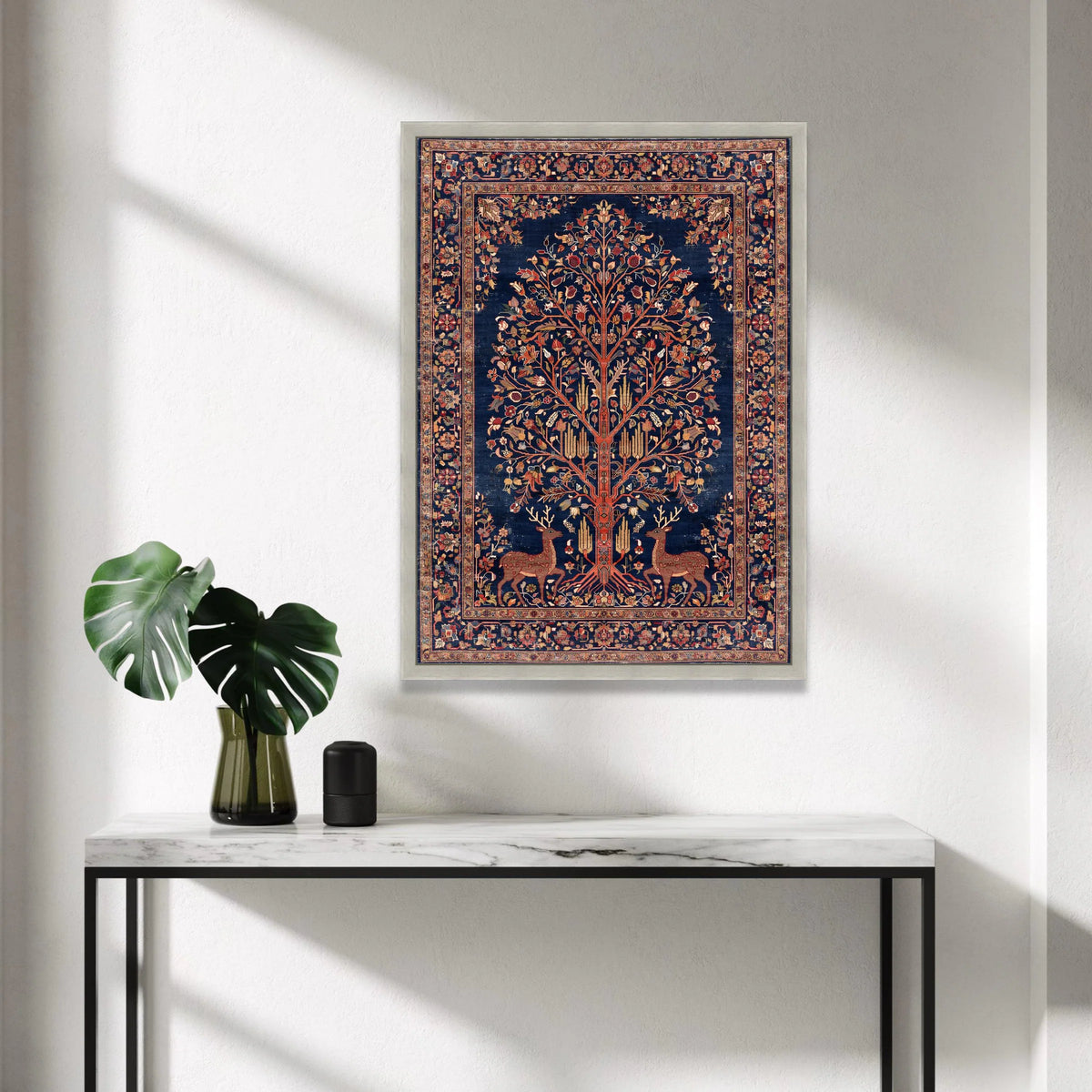 Persian Tree of Life Canvas Wall Art, Traditional Floral Deer Design, Vintage Decorative Canvas, Elegant Home Wall Decor Canvas Print Art
