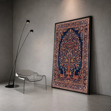 Persian Tree of Life Canvas Wall Art, Traditional Floral Deer Design, Vintage Decorative Canvas, Elegant Home Wall Decor Canvas Print Art