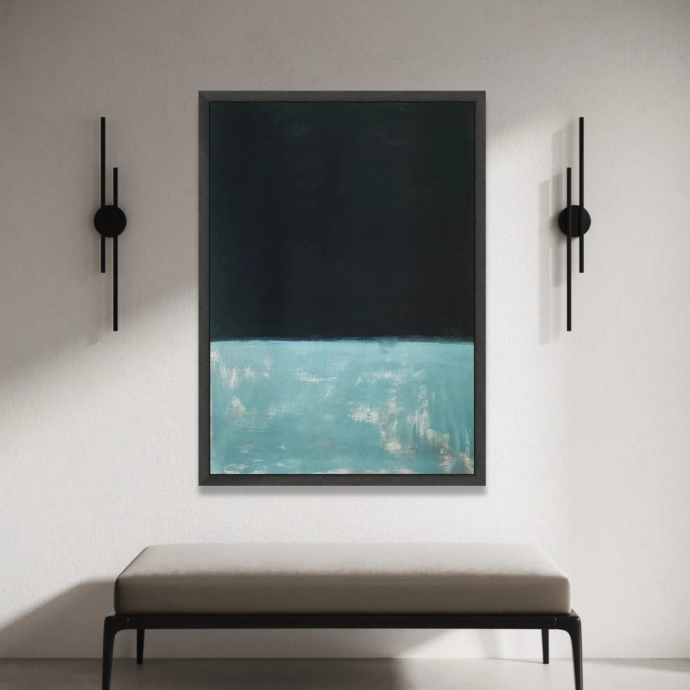 Mark Rothko Style Abstract Canvas Wall Art, Dark Blue and Teal Color Block Painting, Modern Minimalist Home Decoration Canvas Print Art