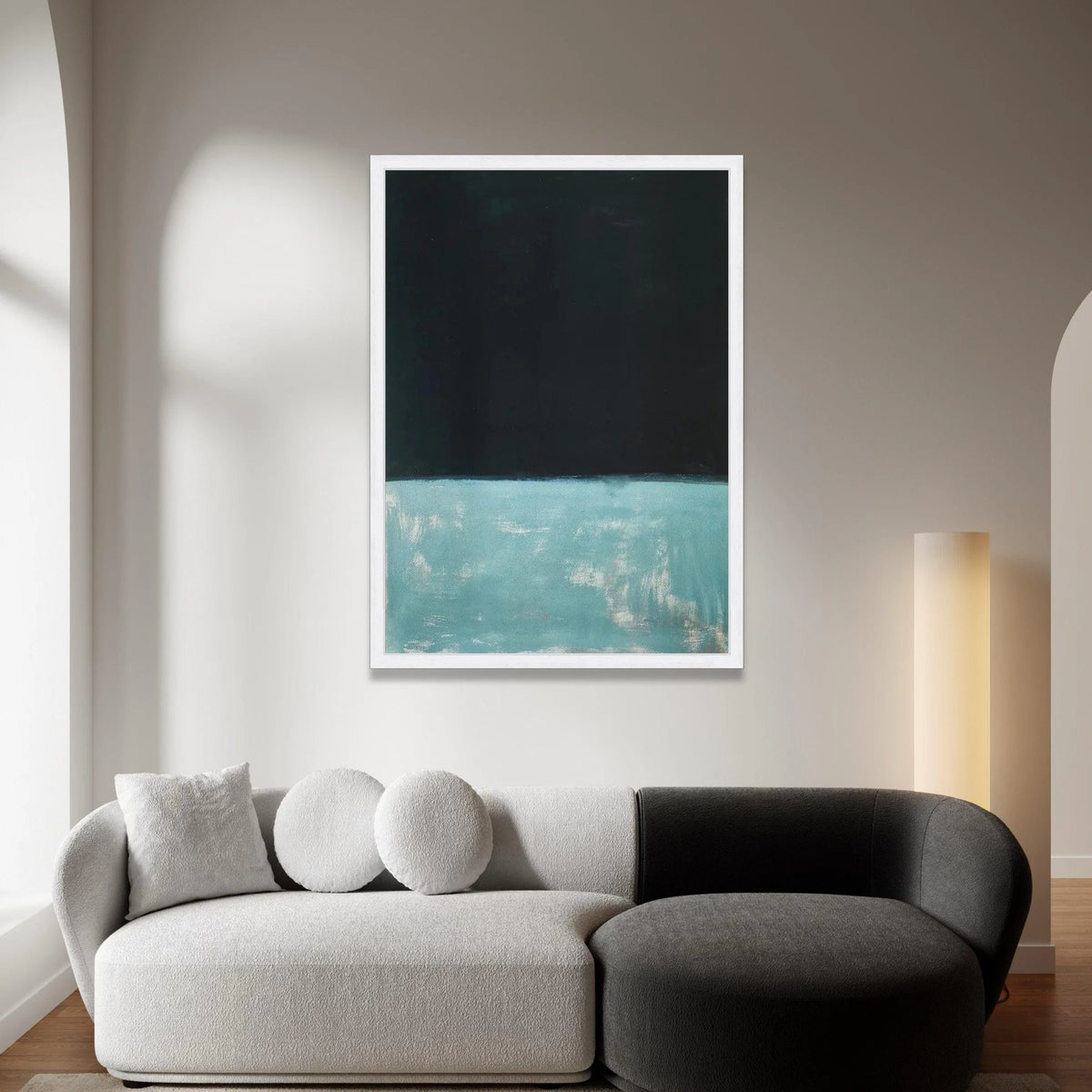Mark Rothko Style Abstract Canvas Wall Art, Dark Blue and Teal Color Block Painting, Modern Minimalist Home Decoration Canvas Print Art