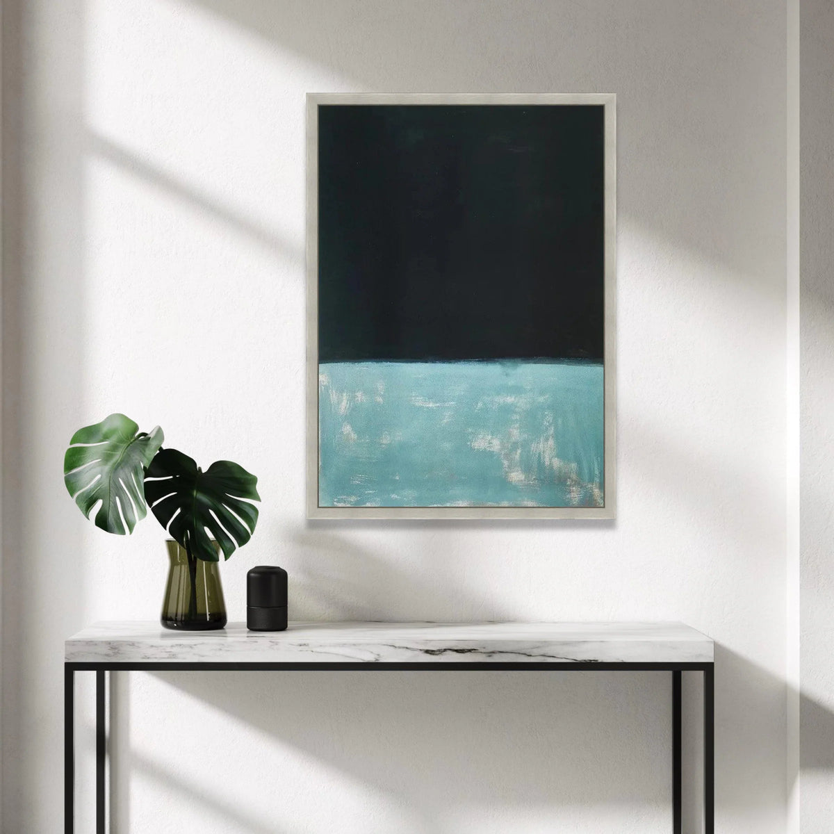 Mark Rothko Style Abstract Canvas Wall Art, Dark Blue and Teal Color Block Painting, Modern Minimalist Home Decoration Canvas Print Art