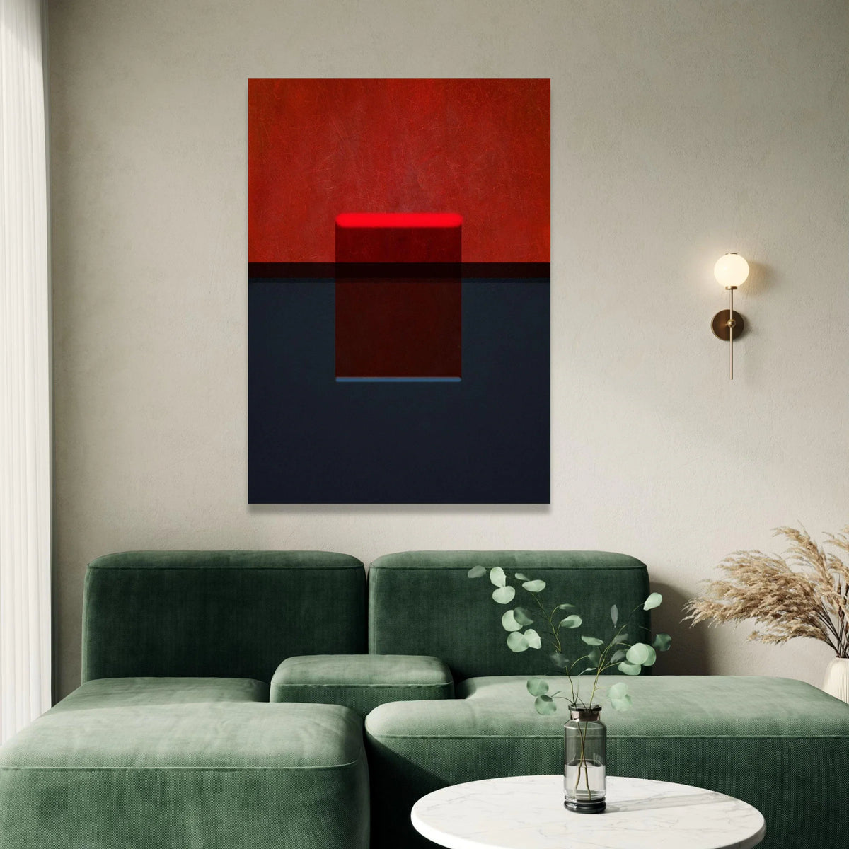 Mark Rothko Abstract Canvas Wall Art, Minimalist Red and Black Color Block, Modern Geometric Home Decoration Canvas Print Art
