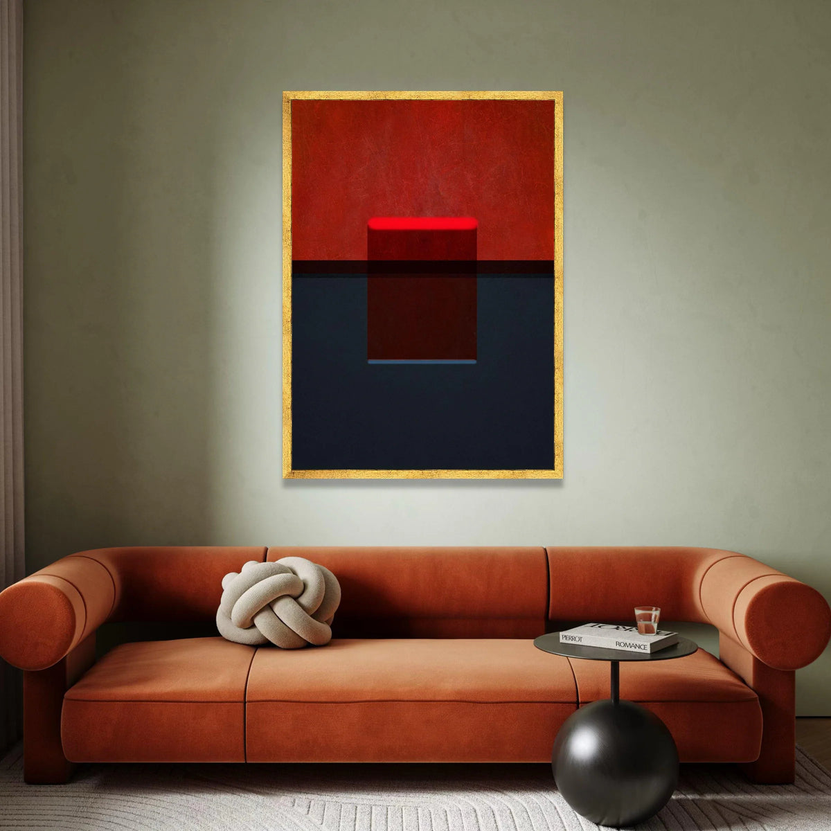 Mark Rothko Abstract Canvas Wall Art, Minimalist Red and Black Color Block, Modern Geometric Home Decoration Canvas Print Art