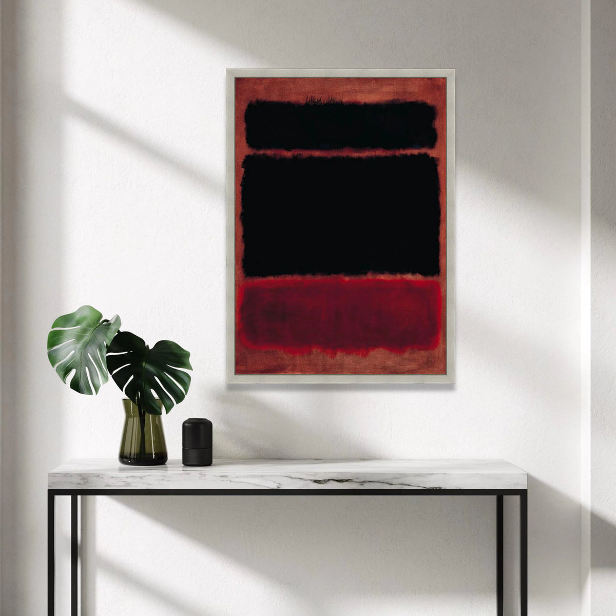 Mark Rothko Abstract Canvas Wall Art, Color Field Painting with Black and Deep Red Rectangles, Modern Minimalist Home Canvas Print Art