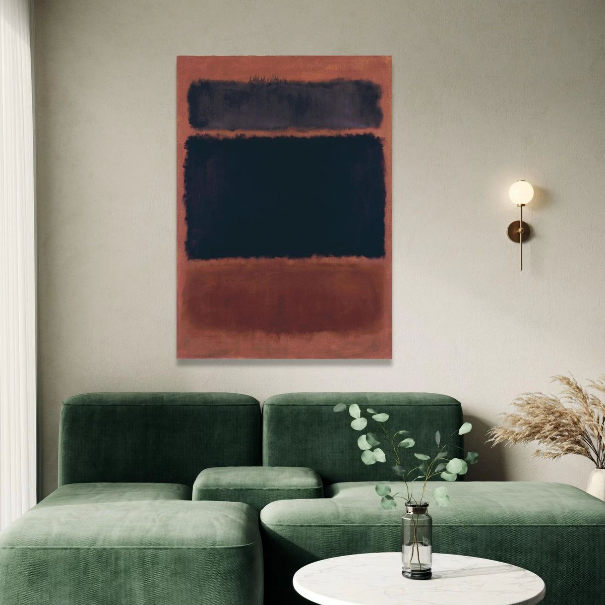 Mark Rothko Abstract Canvas Wall Art, Color Field Painting, Modern Art Decor, Black and Rust Rectangles, Minimalist Home Canvas Print Art