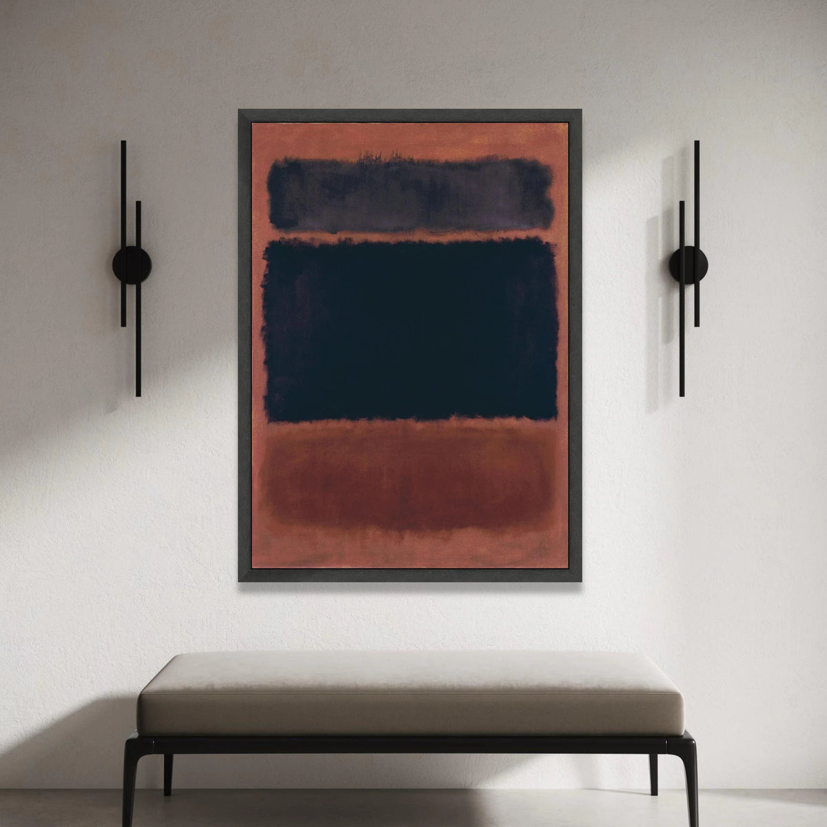 Mark Rothko Abstract Canvas Wall Art, Color Field Painting, Modern Art Decor, Black and Rust Rectangles, Minimalist Home Canvas Print Art