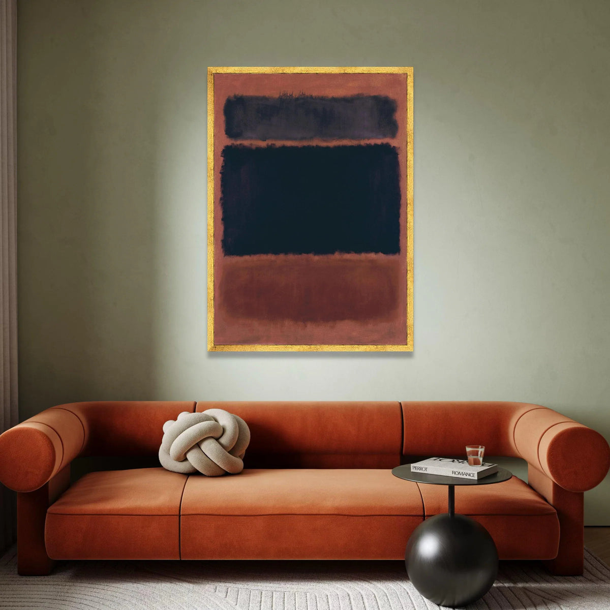Mark Rothko Abstract Canvas Wall Art, Color Field Painting, Modern Art Decor, Black and Rust Rectangles, Minimalist Home Canvas Print Art