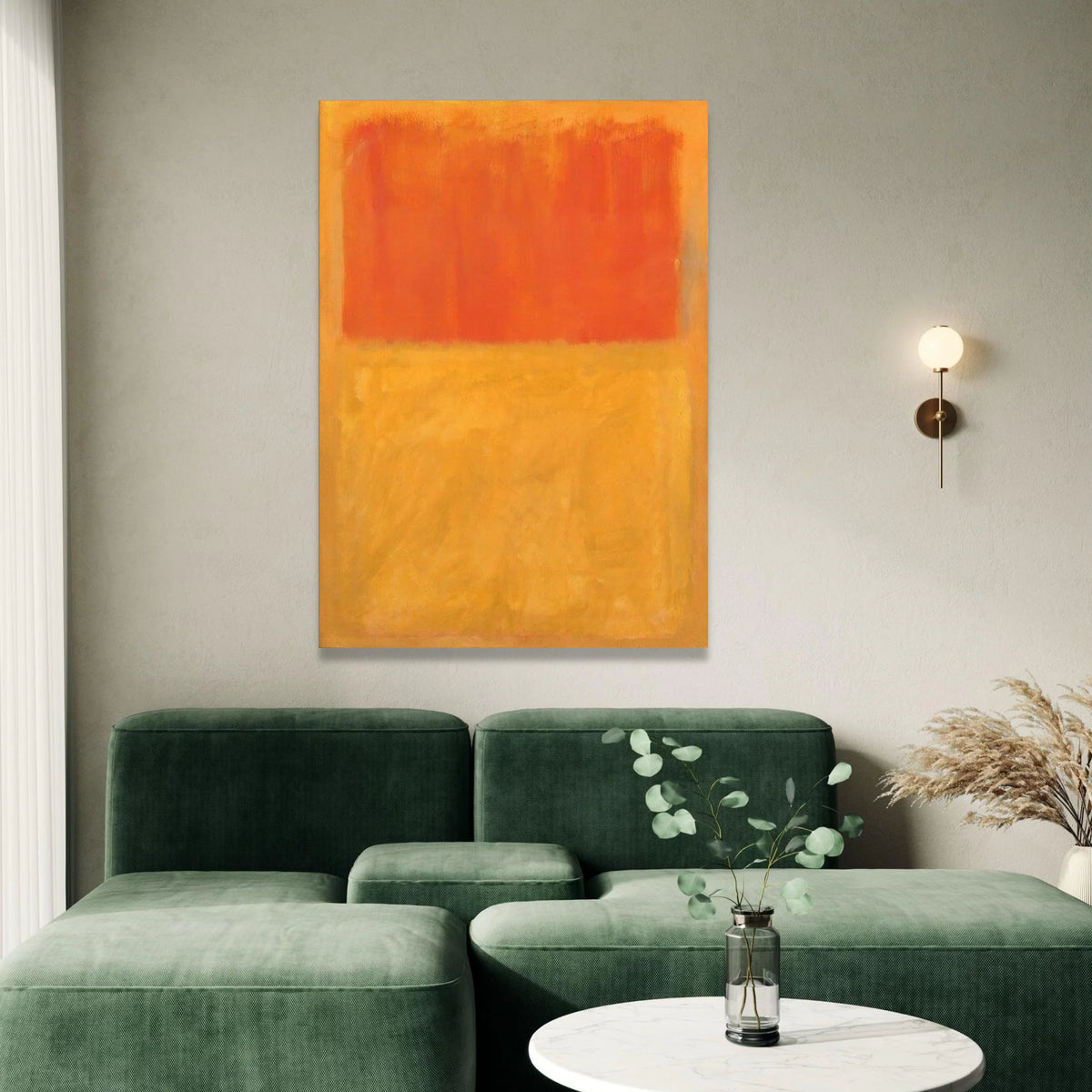 Mark Rothko Style Abstract Canvas Wall Art, Orange and Yellow Minimalist Color Block Painting, Modern Art for Living Room Canvas Print Art