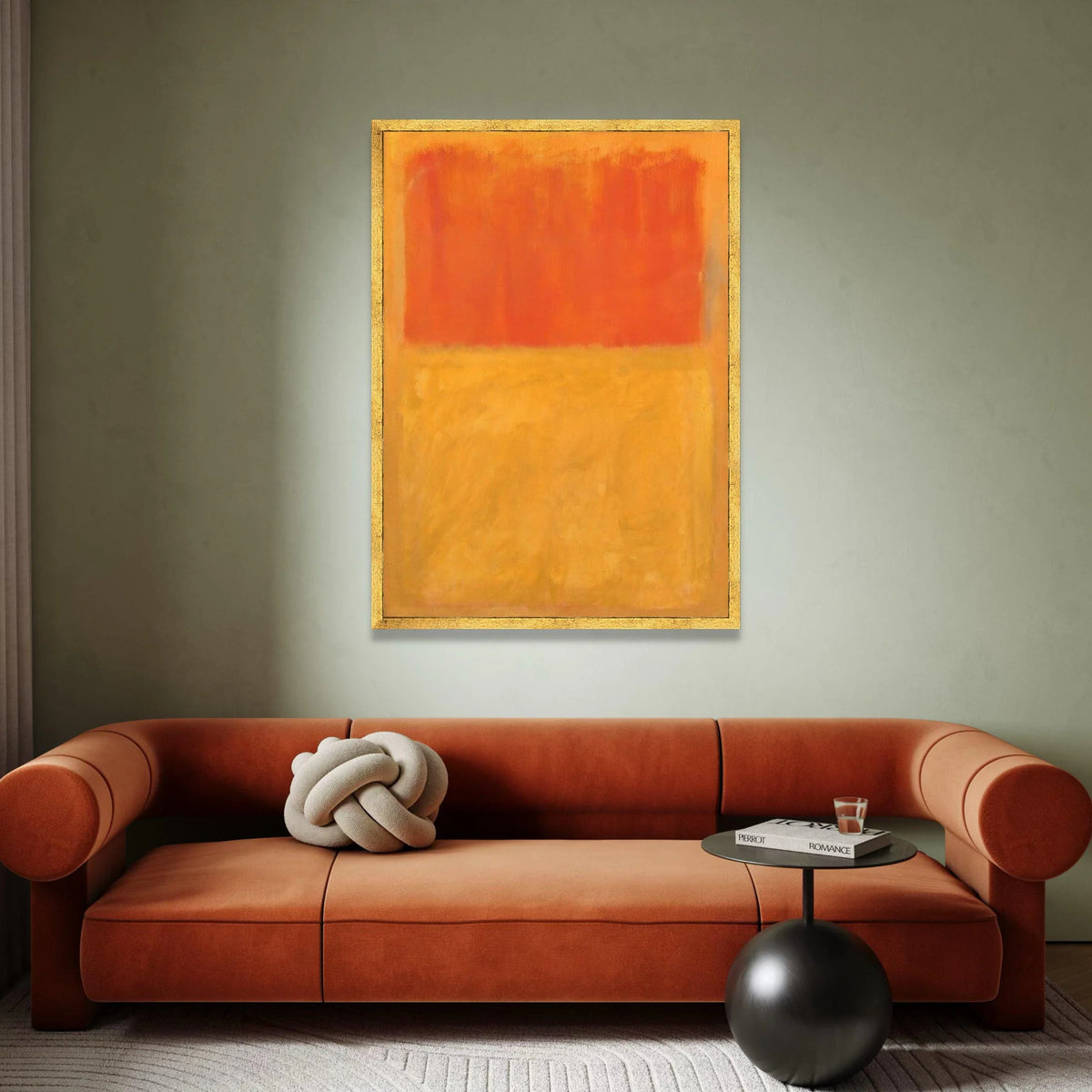 Mark Rothko Style Abstract Canvas Wall Art, Orange and Yellow Minimalist Color Block Painting, Modern Art for Living Room Canvas Print Art