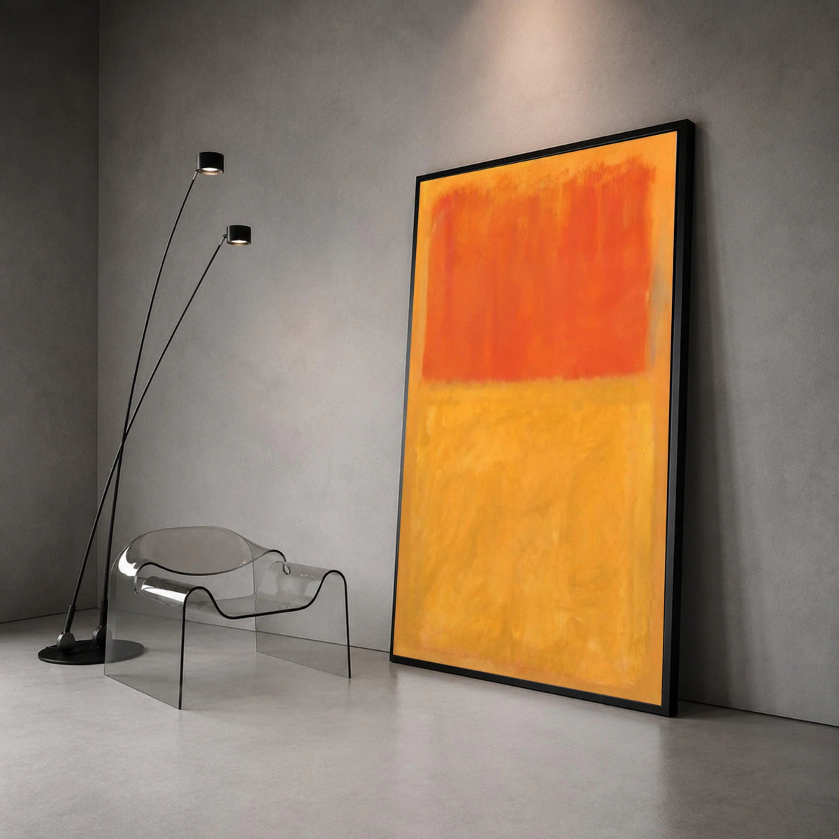 Mark Rothko Style Abstract Canvas Wall Art, Orange and Yellow Minimalist Color Block Painting, Modern Art for Living Room Canvas Print Art