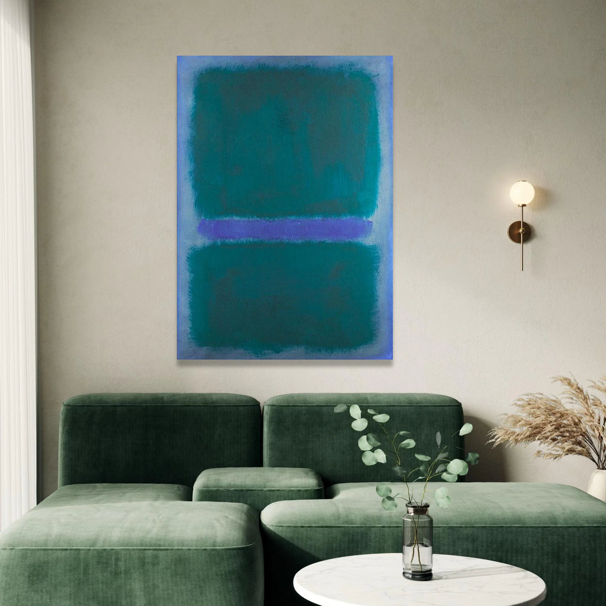 Mark Rothko Style Abstract Canvas Wall Art, Modern Color Field Painting, Blue and Purple Color Blocks, Contemporary Home Canvas Print Art