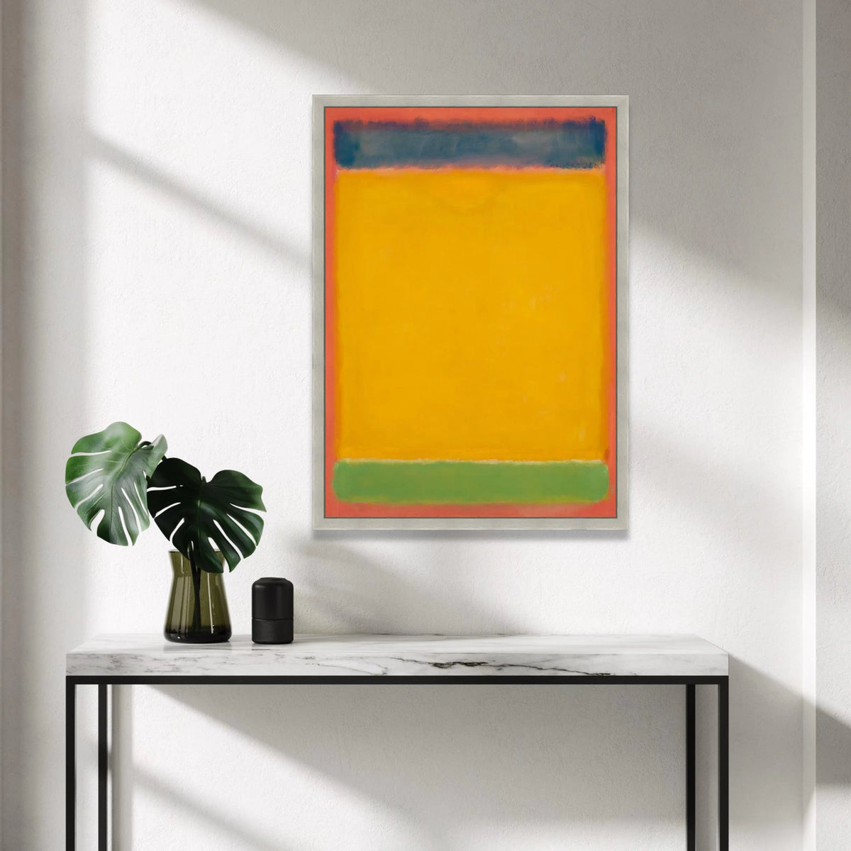 Mark Rothko Style Abstract Canvas Wall Art, Bold Yellow, Blue and Green Color Blocks, Modern Minimalist Home Decoration Canvas Print Art
