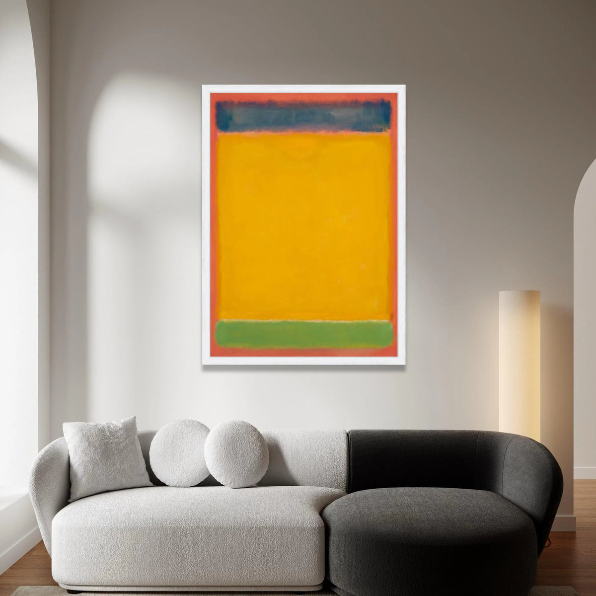 Mark Rothko Style Abstract Canvas Wall Art, Bold Yellow, Blue and Green Color Blocks, Modern Minimalist Home Decoration Canvas Print Art