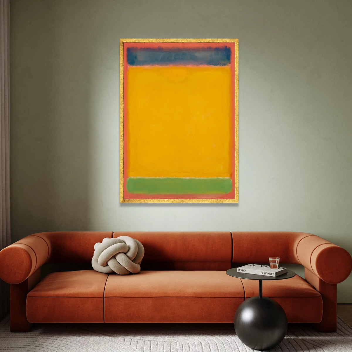Mark Rothko Style Abstract Canvas Wall Art, Bold Yellow, Blue and Green Color Blocks, Modern Minimalist Home Decoration Canvas Print Art