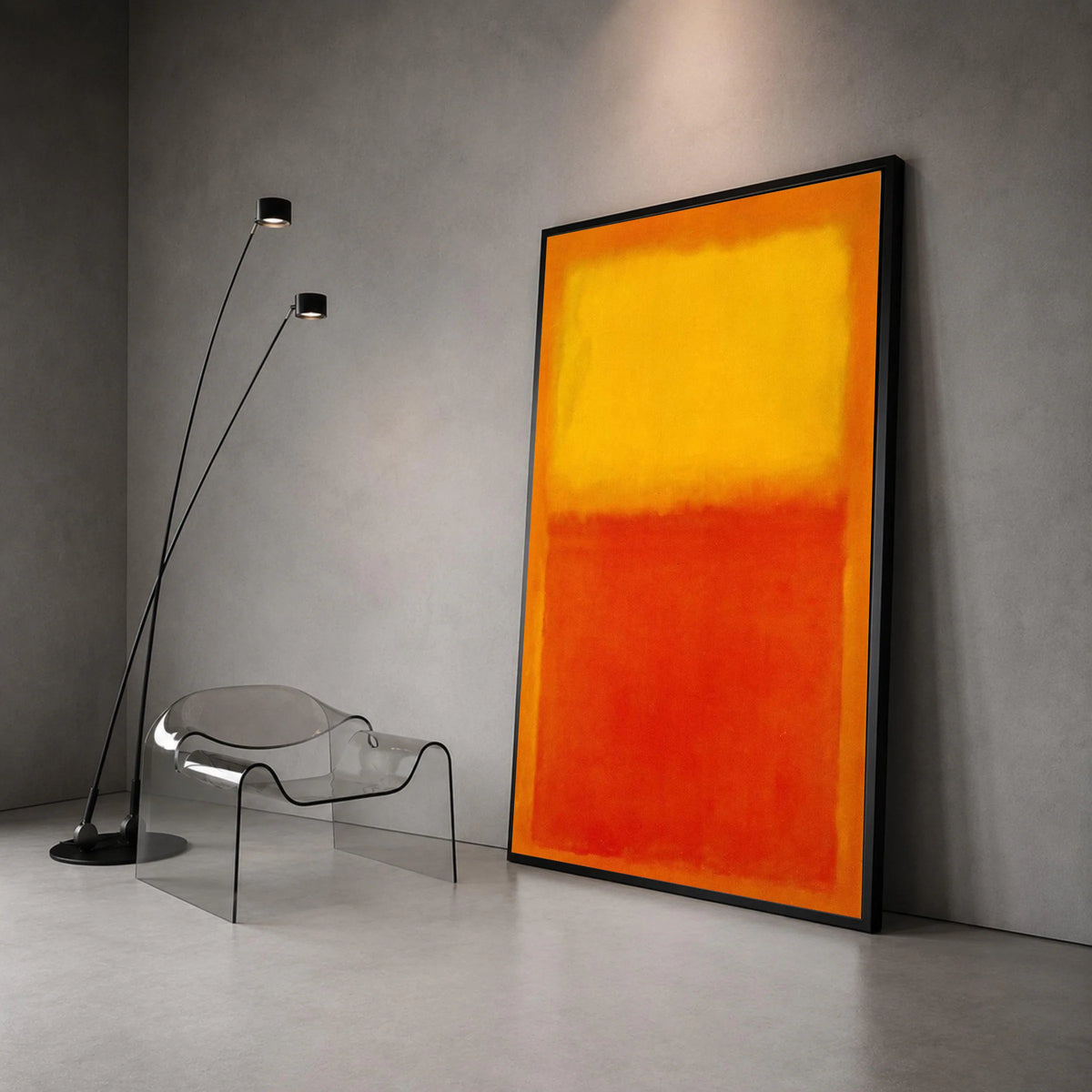 Mark Rothko Style Abstract Canvas Wall Art, Bold Orange and Yellow Color Blocks, Modern Minimalist Home Decoration, Canvas Print Art