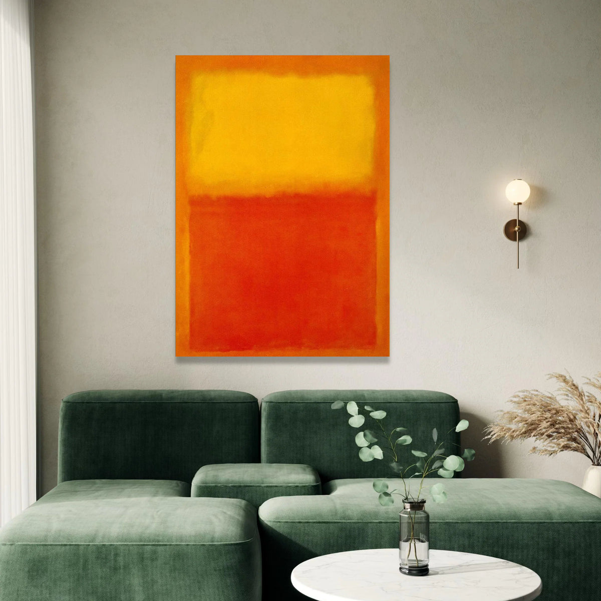 Mark Rothko Style Abstract Canvas Wall Art, Bold Orange and Yellow Color Blocks, Modern Minimalist Home Decoration, Canvas Print Art