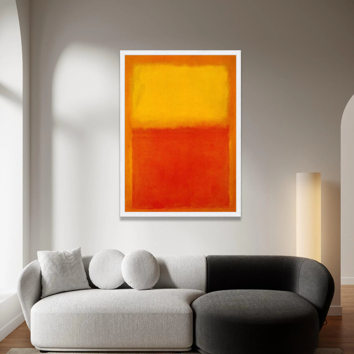 Mark Rothko Style Abstract Canvas Wall Art, Bold Orange and Yellow Color Blocks, Modern Minimalist Home Decoration, Canvas Print Art