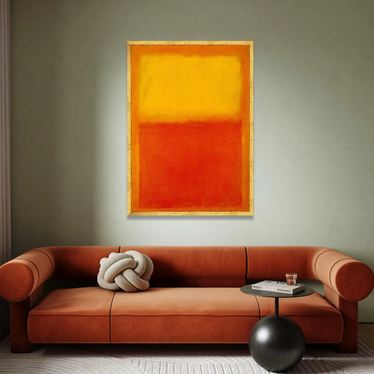 Mark Rothko Style Abstract Canvas Wall Art, Bold Orange and Yellow Color Blocks, Modern Minimalist Home Decoration, Canvas Print Art