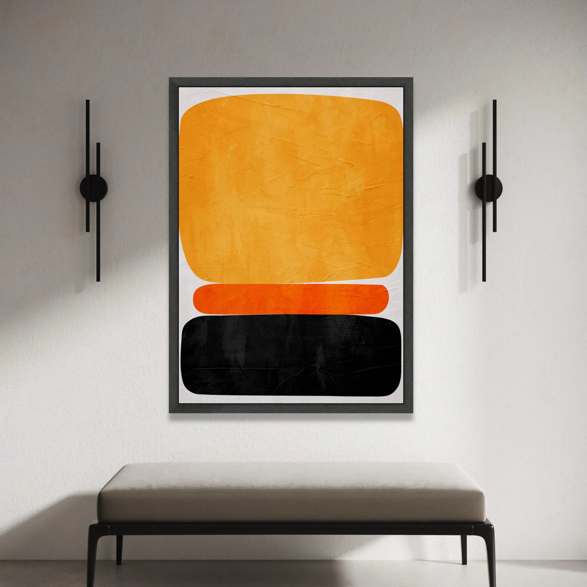 Mark Rothko Style Abstract Canvas Wall Art, Color Block Modern Art, Orange and Black Minimalist Home Decoration Canvas Print Art