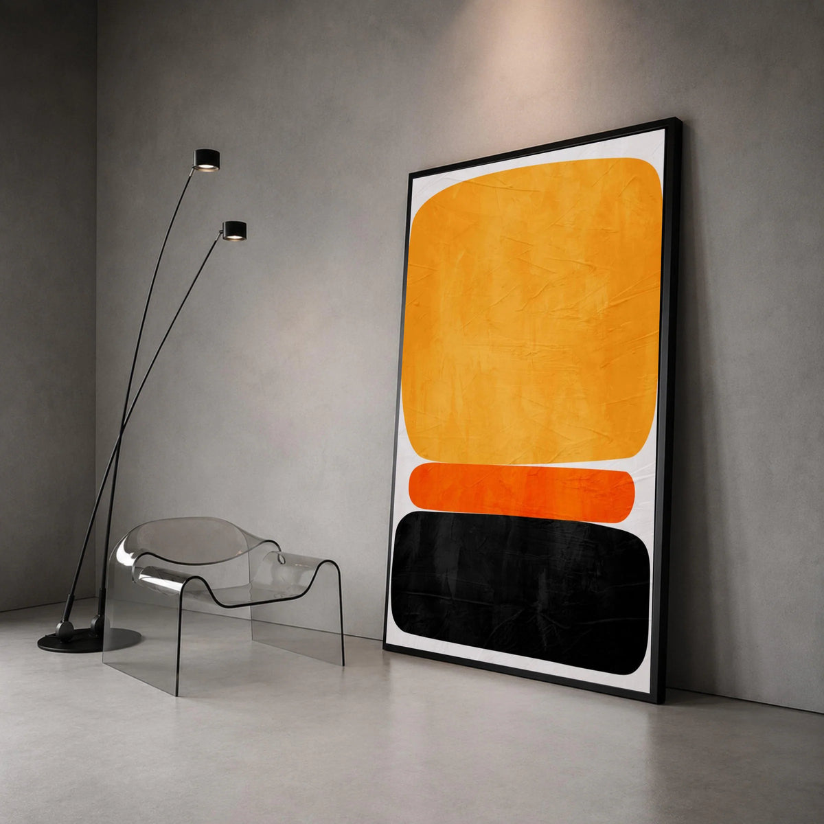 Mark Rothko Style Abstract Canvas Wall Art, Color Block Modern Art, Orange and Black Minimalist Home Decoration Canvas Print Art