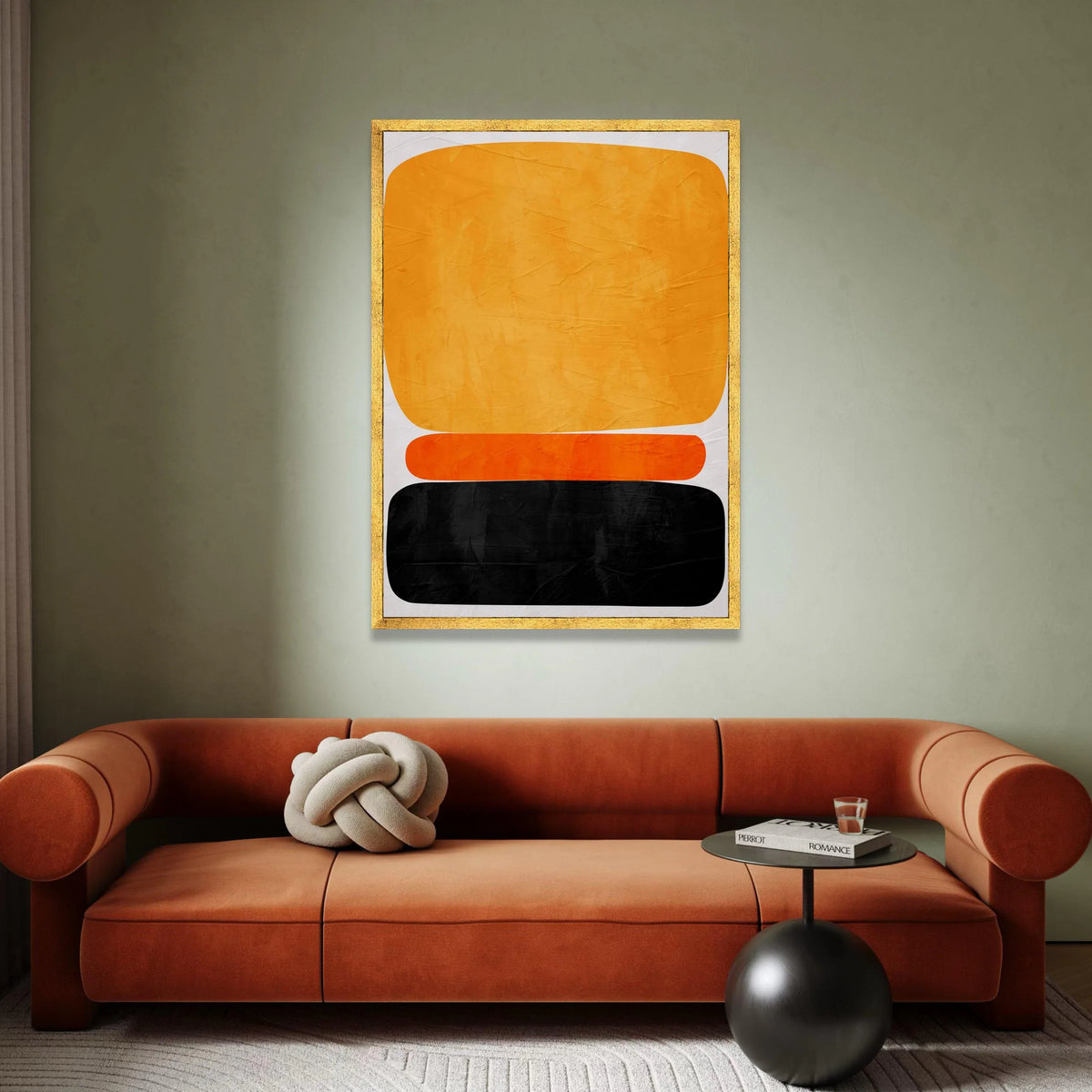 Mark Rothko Style Abstract Canvas Wall Art, Color Block Modern Art, Orange and Black Minimalist Home Decoration Canvas Print Art