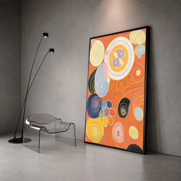 Abstract Spiral Shapes Canvas Wall Art, Colorful Geometric Circles Painting, Modern Orange and Pastel Home Decor, Ready to Canvas Print Art