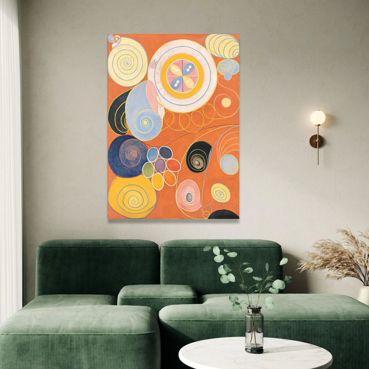 Abstract Spiral Shapes Canvas Wall Art, Colorful Geometric Circles Painting, Modern Orange and Pastel Home Decor, Ready to Canvas Print Art