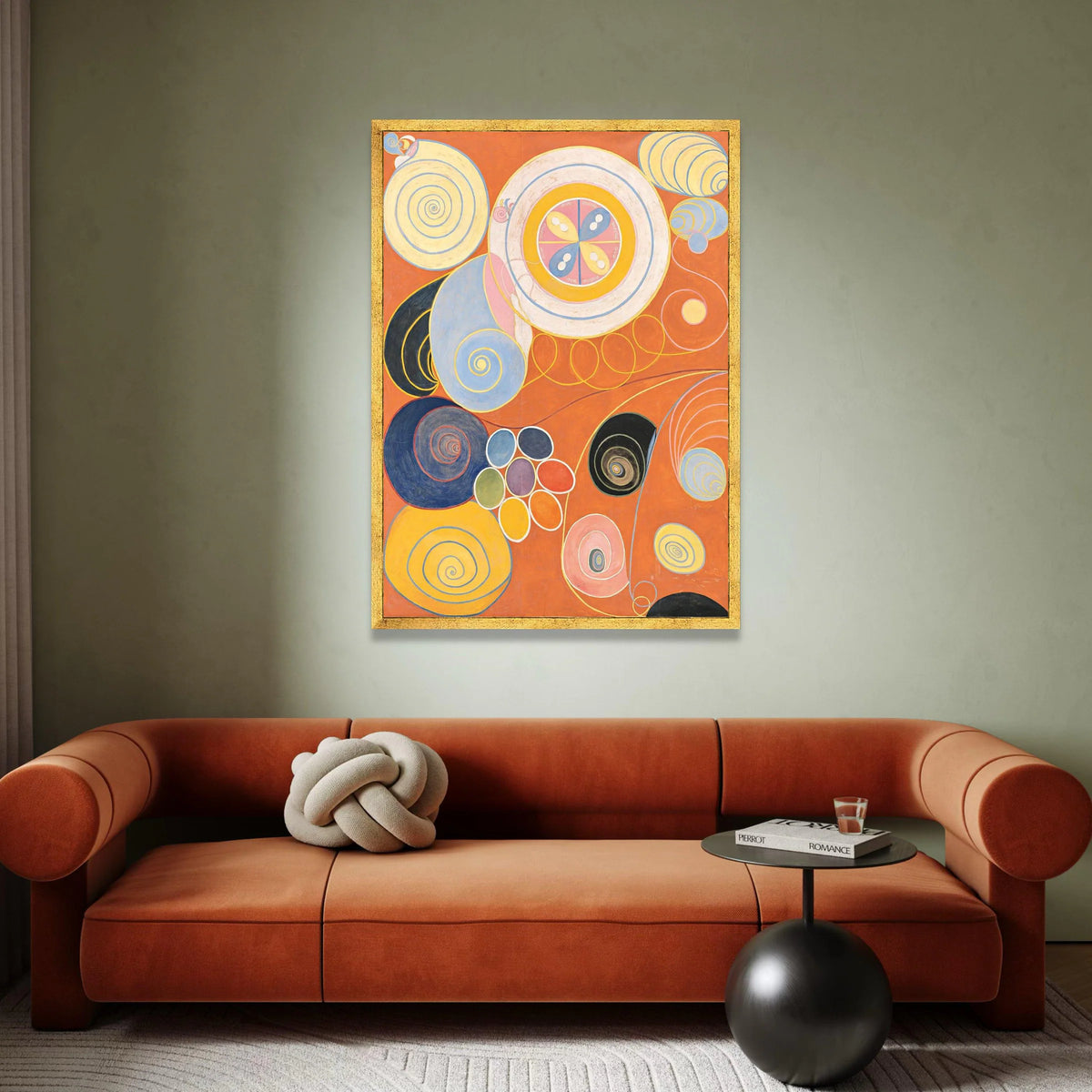 Abstract Spiral Shapes Canvas Wall Art, Colorful Geometric Circles Painting, Modern Orange and Pastel Home Decor, Ready to Canvas Print Art