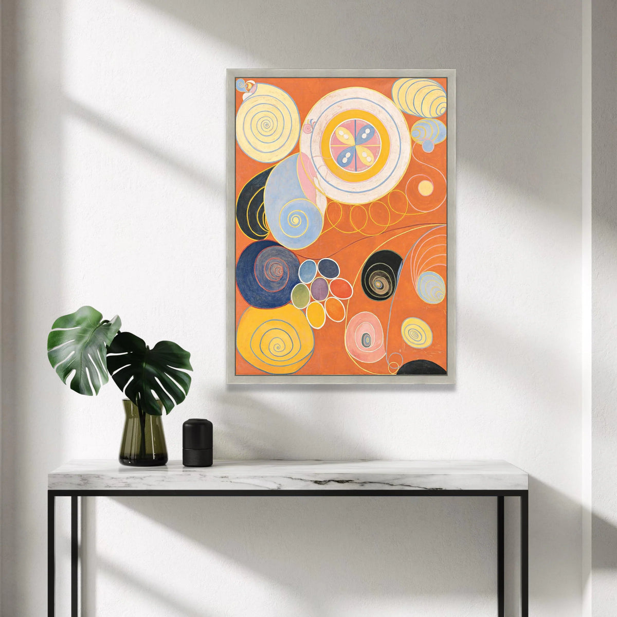 Abstract Spiral Shapes Canvas Wall Art, Colorful Geometric Circles Painting, Modern Orange and Pastel Home Decor, Ready to Canvas Print Art