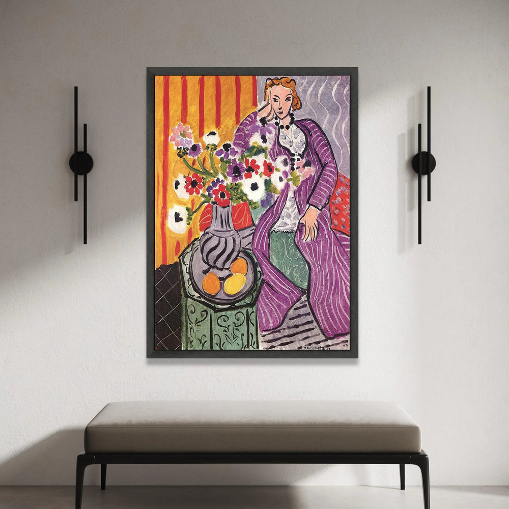 Elegant Woman Reclining Canvas Wall Art, Colorful Floral Still Life, Modern Art Print, Home Decoration Painting, Vibrant Canvas Print Art