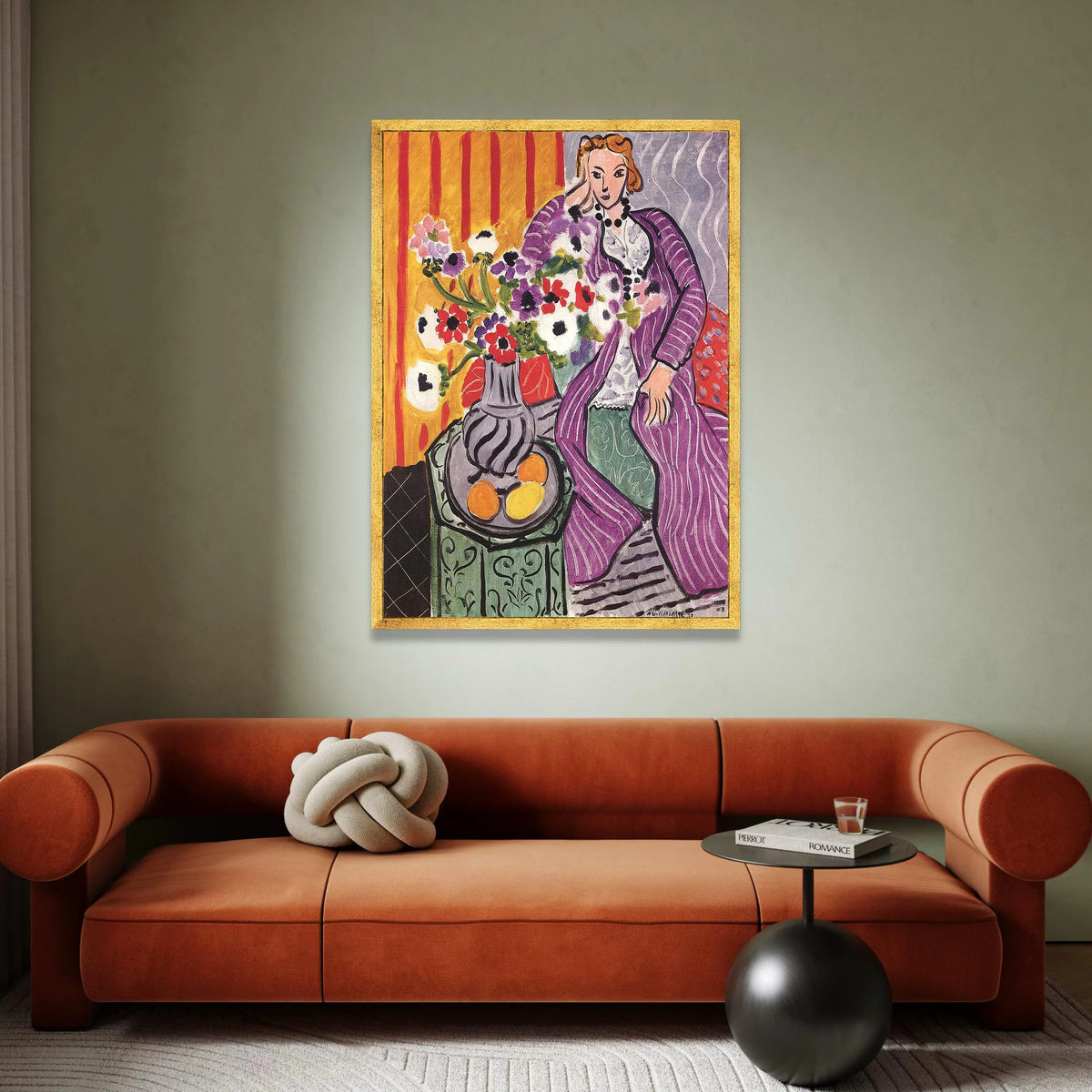 Elegant Woman Reclining Canvas Wall Art, Colorful Floral Still Life, Modern Art Print, Home Decoration Painting, Vibrant Canvas Print Art
