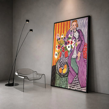 Elegant Woman Reclining Canvas Wall Art, Colorful Floral Still Life, Modern Art Print, Home Decoration Painting, Vibrant Canvas Print Art